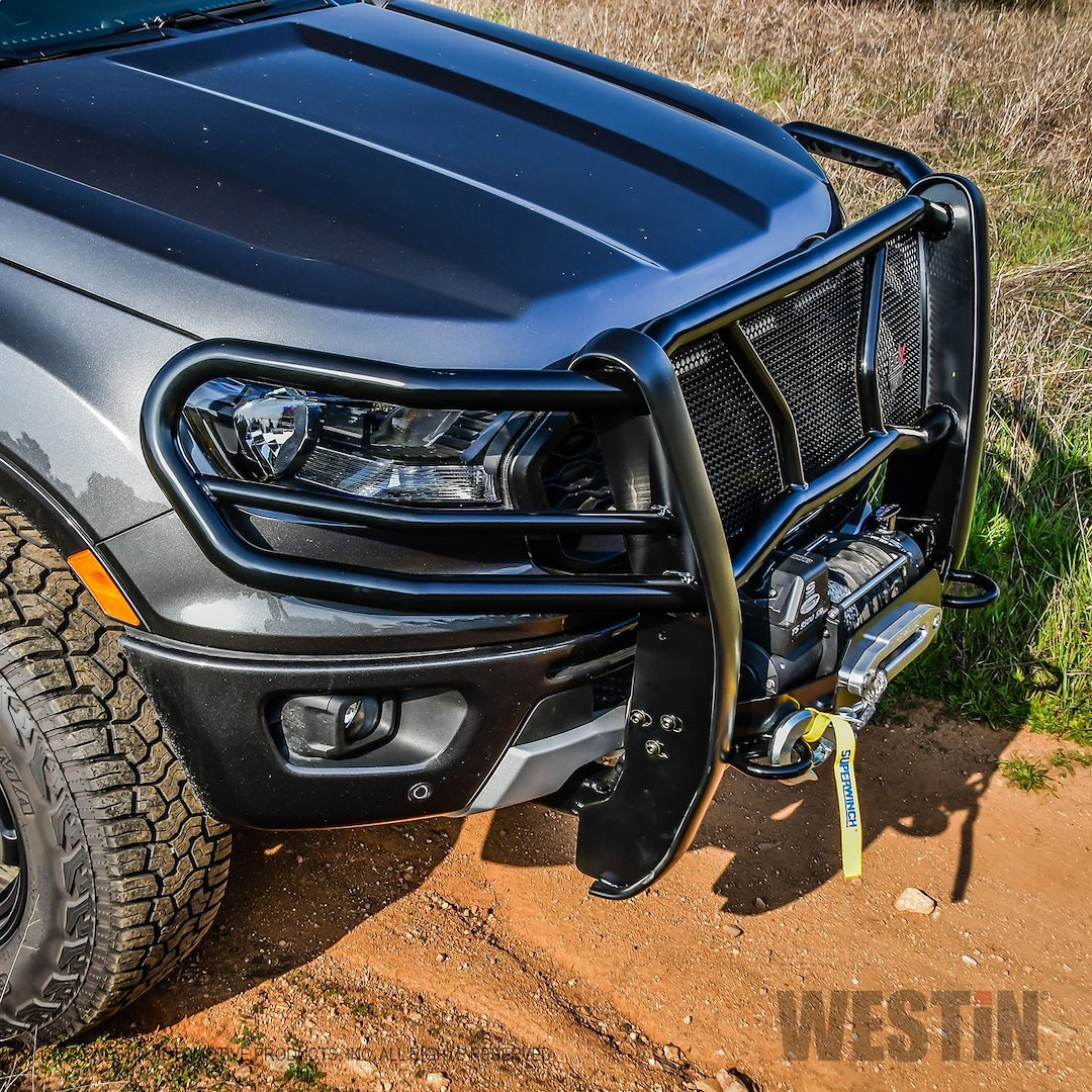 Westin Grille Guard, Hdx, Black Powder Coated Steel, 2 Inch Diameter, With Brush Guard, Without Skid Plate, With Winch Mount – 57-93985