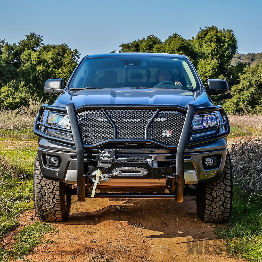 Westin Grille Guard, Hdx, Black Powder Coated Steel, 2 Inch Diameter, With Brush Guard, Without Skid Plate, With Winch Mount – 57-93985