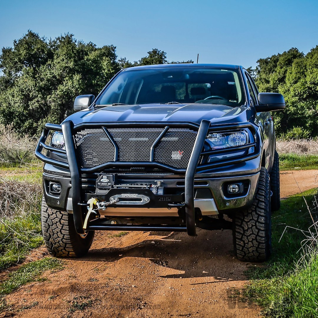 Westin Grille Guard, Hdx, Black Powder Coated Steel, 2 Inch Diameter, With Brush Guard, Without Skid Plate, With Winch Mount – 57-93985
