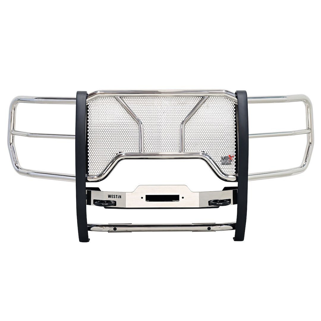 Westin Grille Guard, Hdx, 1-Piece, Polished, Stainless Steel, 2 Inch Diameter, With Brush Guard, Without Skid Plate, With Full Punch Plate – 57-94100