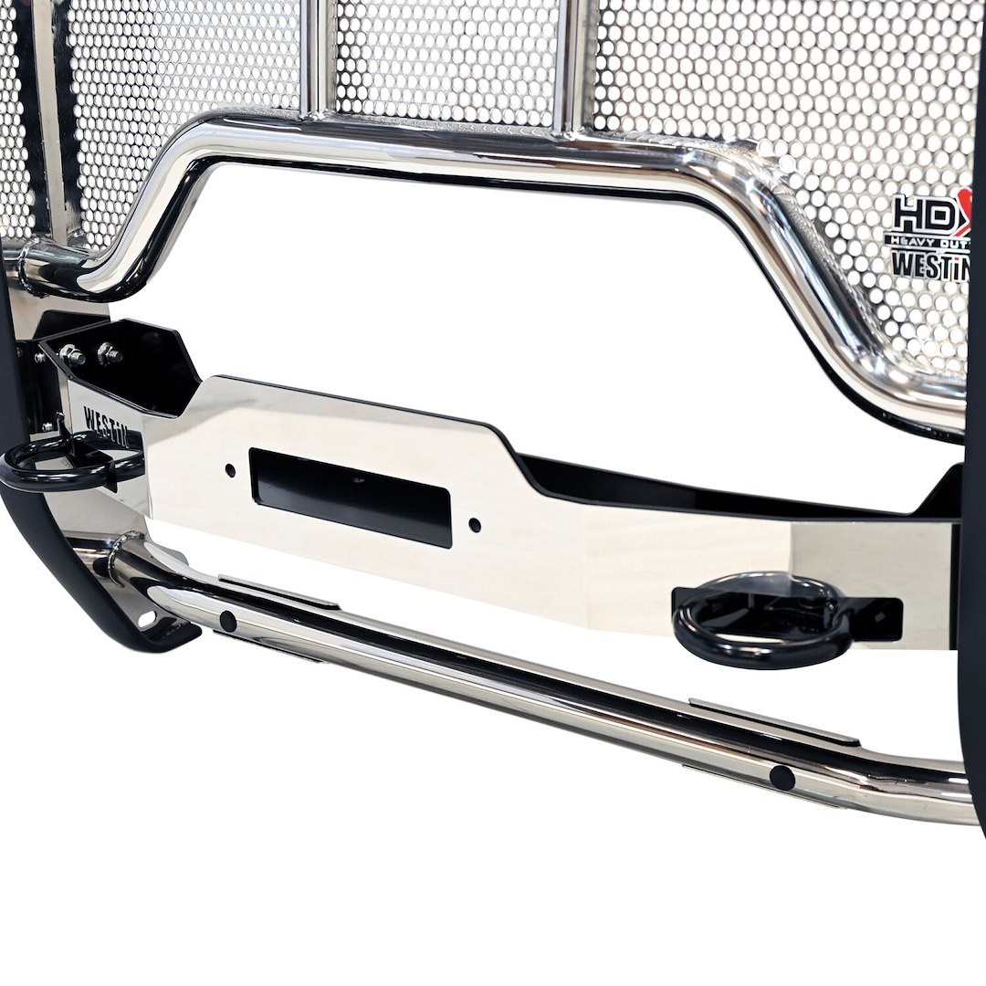 Westin Grille Guard, Hdx, 1-Piece, Polished, Stainless Steel, 2 Inch Diameter, With Brush Guard, Without Skid Plate, With Full Punch Plate – 57-94100