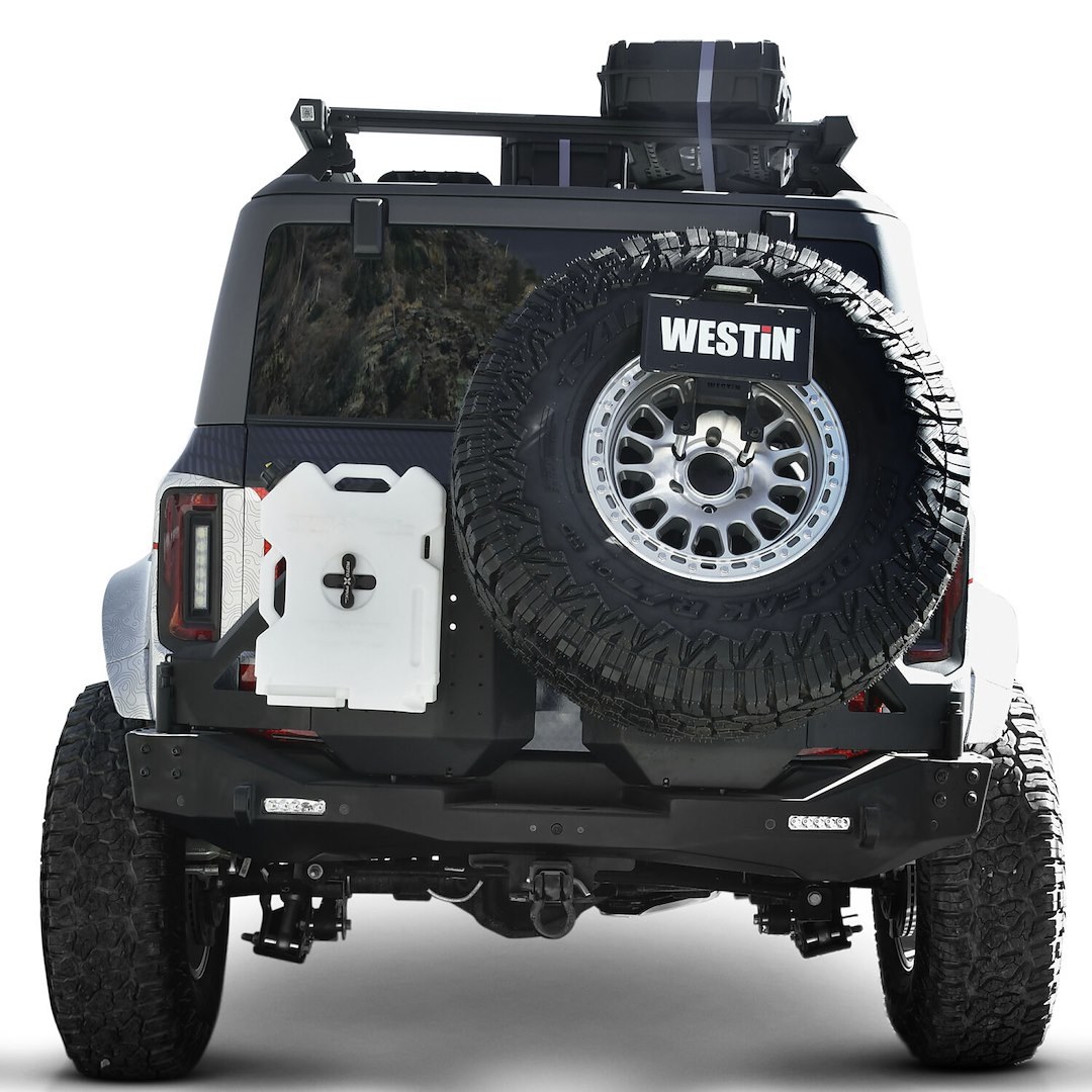 Westin License Plate Relocation Kit, Pro Series, Relocates to Spare Tire Carrier, Black, With Mounting Hardware – 58-420055