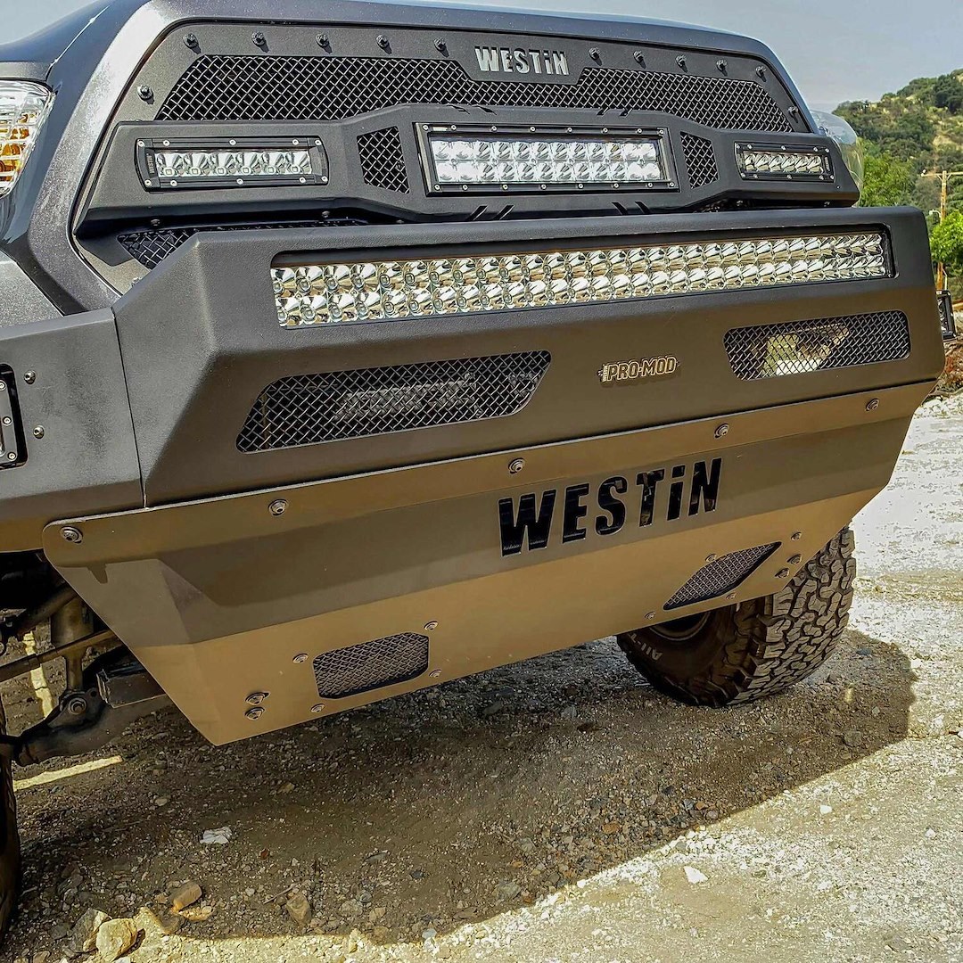 Westin Skid Plate, Pro-Mod, For Use with Westin Pro-Mod Front Bumpers, Textured Powder Coat, Black, 10 Gauge Steel – 58-72005