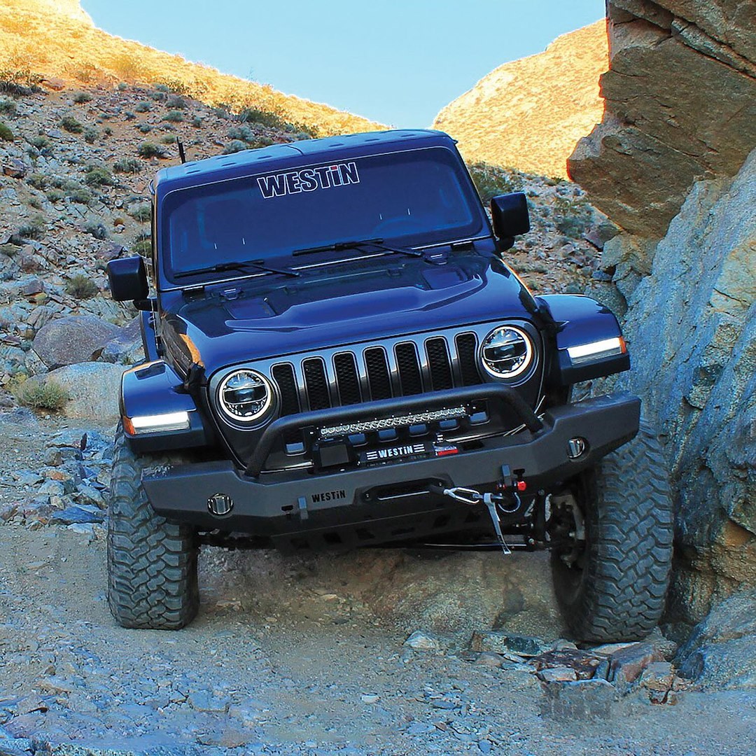 Westin Bumper, WJ2 Series, One Piece Full Width Design, Direct-Fit, Mounting Hardware Included, With Bull Bar, With Winch Mount – 59-80115