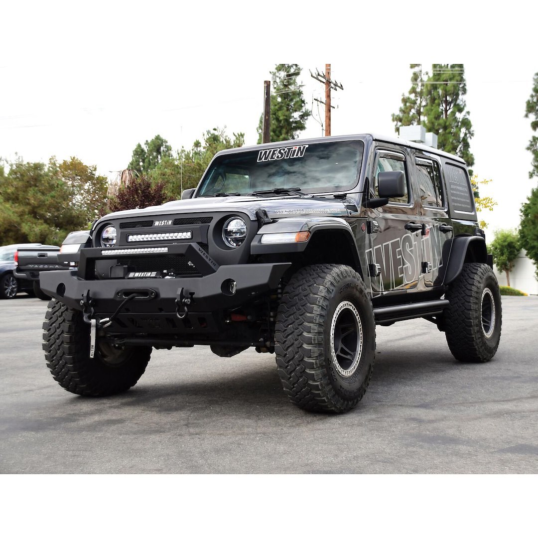 Westin Bumper, WJ2 Series, One Piece Full Width Design, Direct-Fit, Mounting Hardware Included, With Bull Bar, With Winch Mount – 59-80125