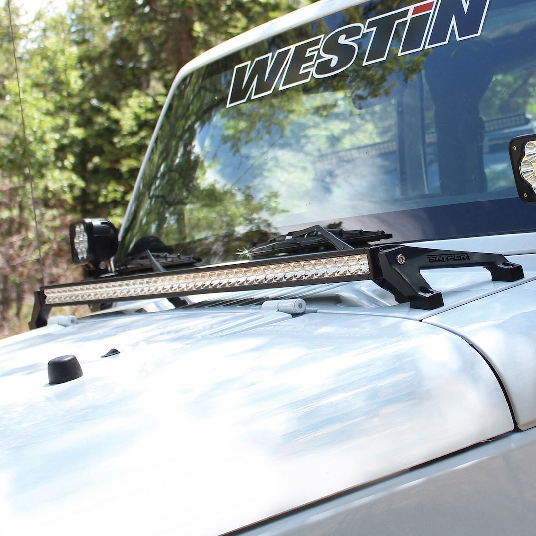 Westin Light Bar Mounting Kit, Snyper, Cowl Mount, Mounts One 40 Inch Light Bar, Textured Black, Aluminum – 62-41025
