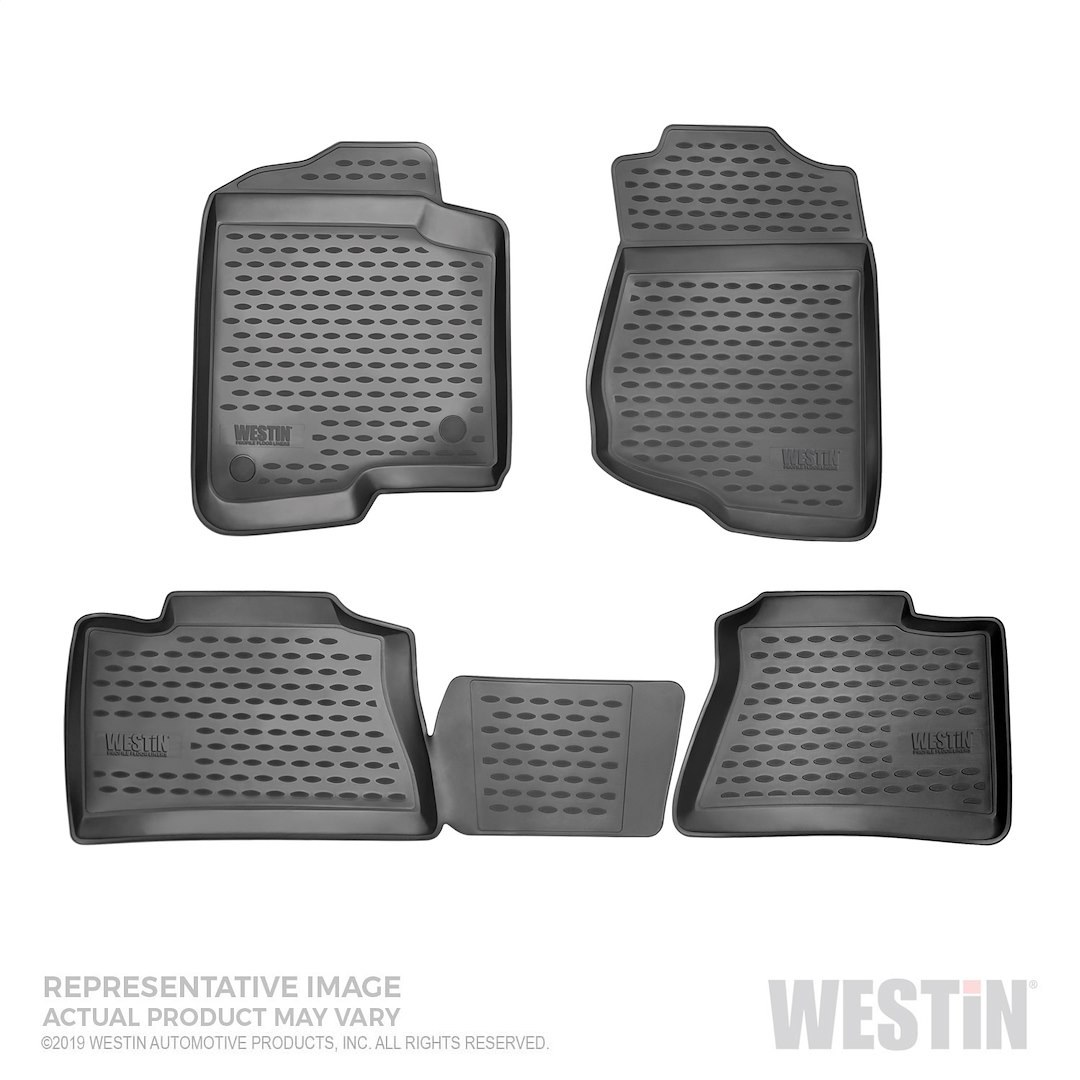 Westin Floor Liner, Profile, Molded Fit, Raised Edges/ Textured Raised Ovals, Black, Rubberized Polymer, 4 Piece – 74-26-51030
