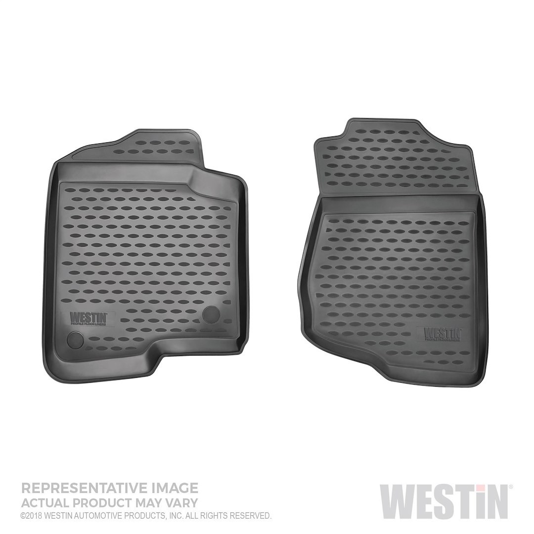 Westin Floor Liner, Profile, Molded Fit, Raised Edges/ Textured Raised Ovals, Black, Rubberized Polymer, 2 Piece – 74-30-11025