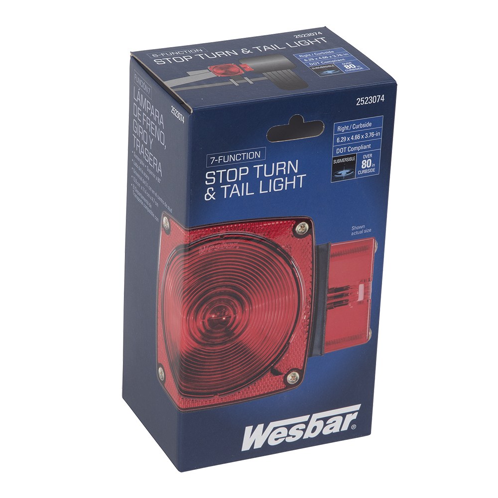 Wesbar Trailer Light, 7-Function Tail Light, Incandescent Bulb, Red Lens, 6.29 Inch Length X 4.66 Inch Width X 3.76 Inch Height – 2523074