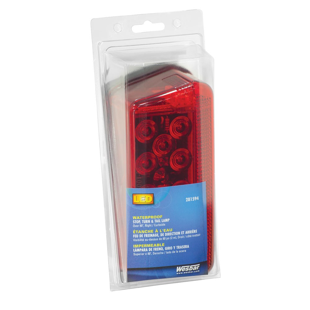 Wesbar Trailer Light, 7-Function Tail Light, LED, Red Lens, 7.53 Inch X 3.48 Inch X 3.13 Inch Size – 281594