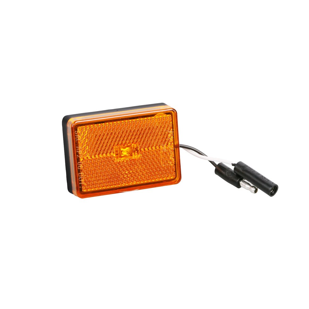 Wesbar Clearance Light, LED, Rectangular, Amber Lens, 2.62 Inch Length X 0.83 Inch Width X 1.83 Inch Height, With Reflex Lens/ Black Base – 47-222012