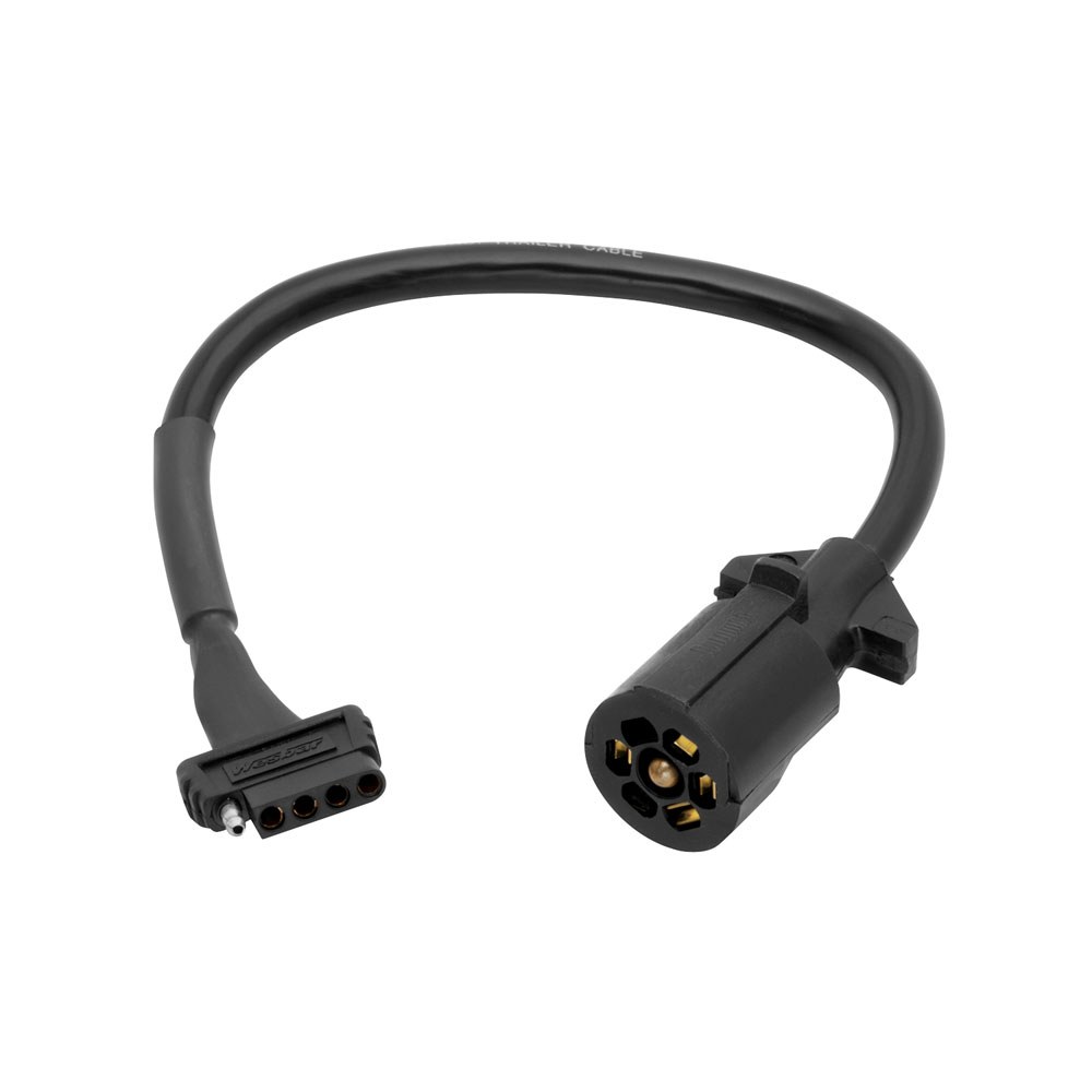 Wesbar Trailer Wiring Connector Adapter, 7-WAY Blade to 5 Flat, 18 Inch Wire – 707250