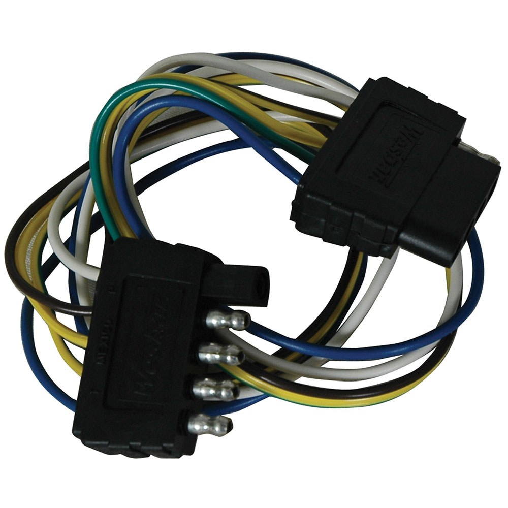 Wesbar Trailer Wiring Connector, Double Sided, 5-WAY Flat Car/ Trailer Side Extension Style Wiring Harness, 2 Foot Length – 707255