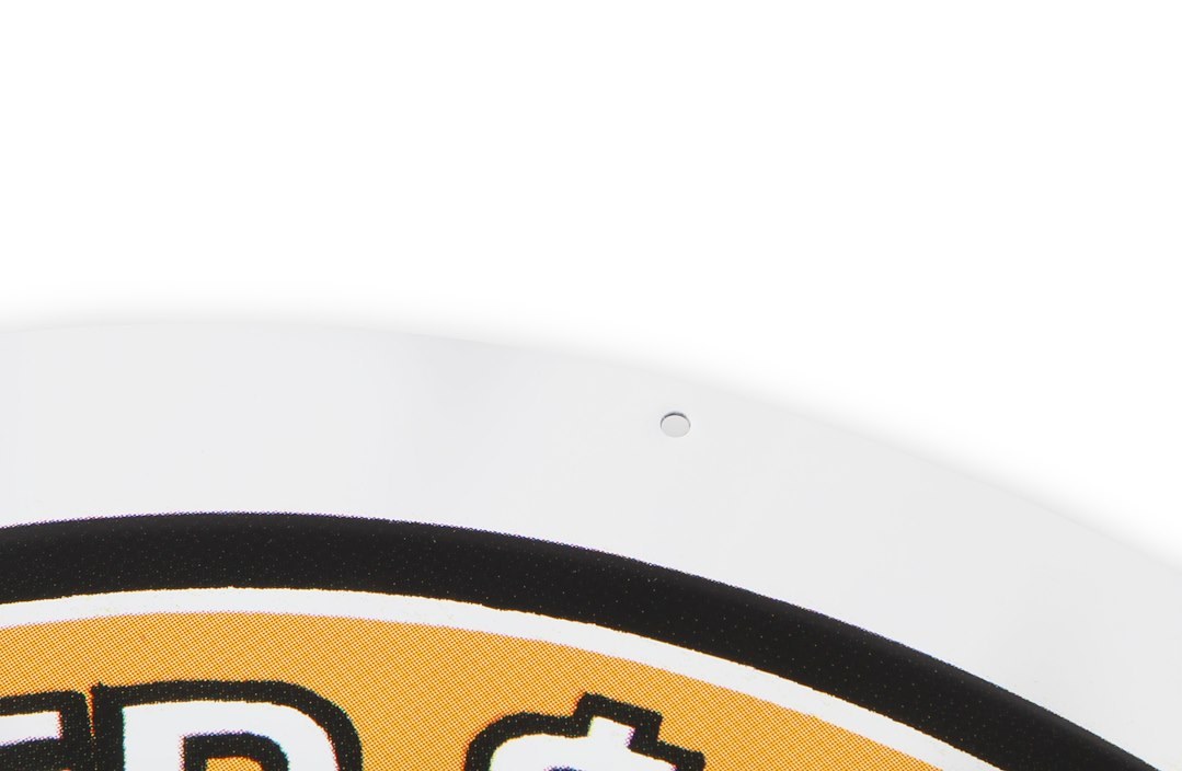 Weiand Sign, 20 Inch X 20 Inch, Retro Weiand Design, White/ Black/ Orange, Stamped Metal – 10001WND