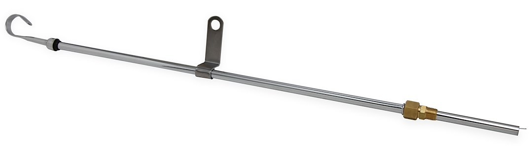 Weiand Oil Dipstick, Ford Small Block, IN Pan Style, 5/8 Inch X 18 Threads Fitting IN Oil Pan, Chrome Plated, Steel – 5899WND