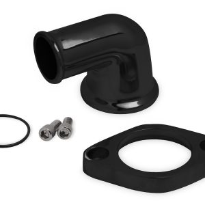 Weiand Thermostat Housing, For Use with Small and Big Block Chevy Engines, 90 Degree, Black, Aluminum – 6253