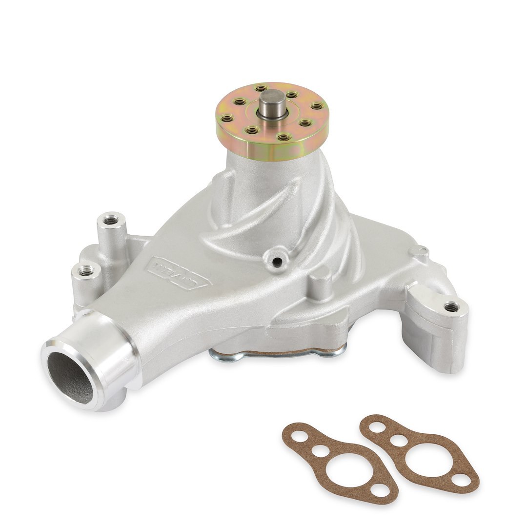 Weiand Water Pump, Action+plus, For Use with Small Block Chevy Engines, Long, Satin, Aluminum – 9240