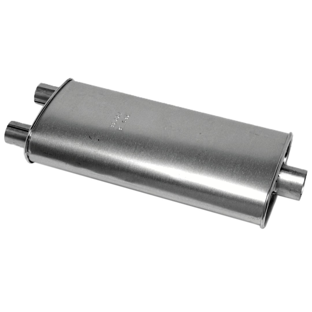 Walker Exhaust Exhaust Muffler, Soundfx Direct Fit, Single 2-1/2 Inch Centered Inlet, Dual 2 Inch Outlet, 25-1/2 Inch Overall Length – 18337