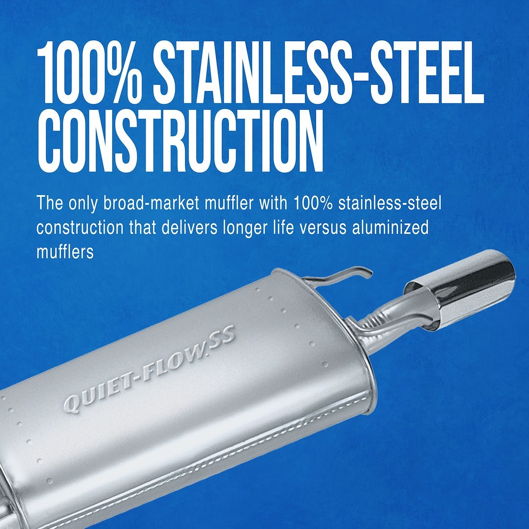 Walker Exhaust Exhaust Muffler, Quiet-Flow® SS, Oval Stainless Steel Case, Dual 2-1/4 Inch Offset Pipe Connection Inlet – 21242