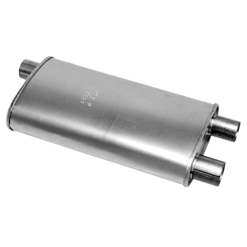 Walker Exhaust Exhaust Muffler, Quiet-Flow SS, Single 2-1/4 Offset Inlet, Dual 2 Inch Outlet, 24 Inch Overall Length – 22253