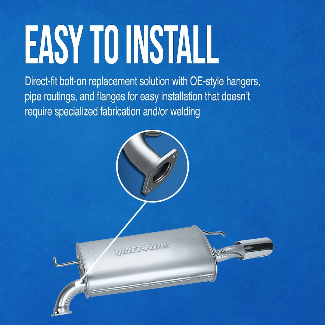 Walker Exhaust Exhaust Muffler, Quiet-Flow SS Muffler Assembly, Oval Stainless Steel Case – 70023