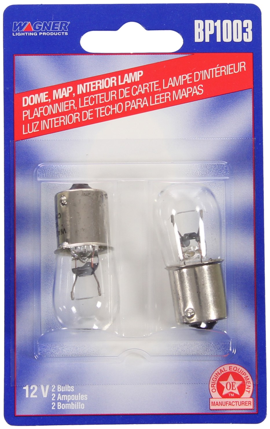 Wagner Trunk Light Bulb, Standard Series, 1003, Clear, Set of 2, Blister Pack – BP1003
