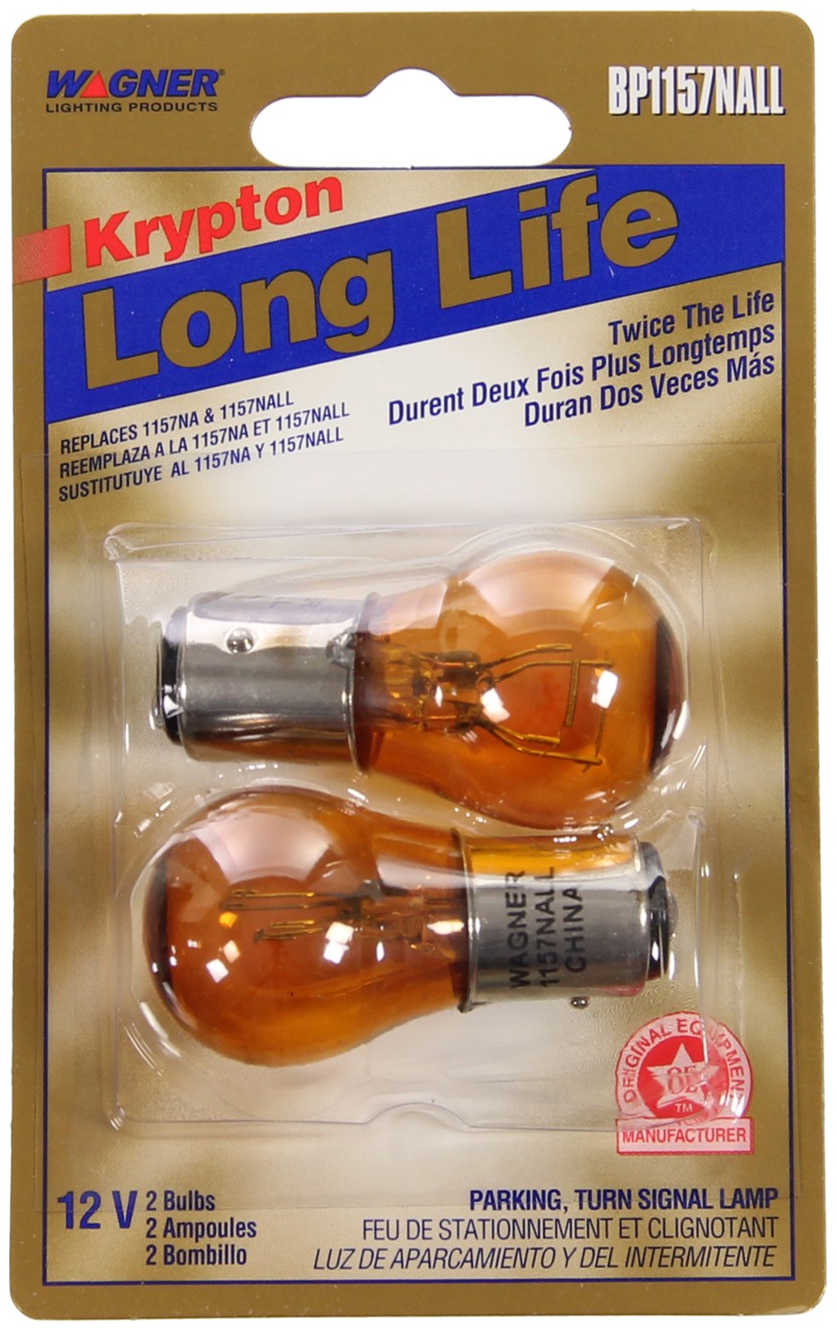 Wagner Turn Signal Light Bulb, Long Life, 1157, Natural Amber, Set of 2, Blister Pack – BP1157NALL