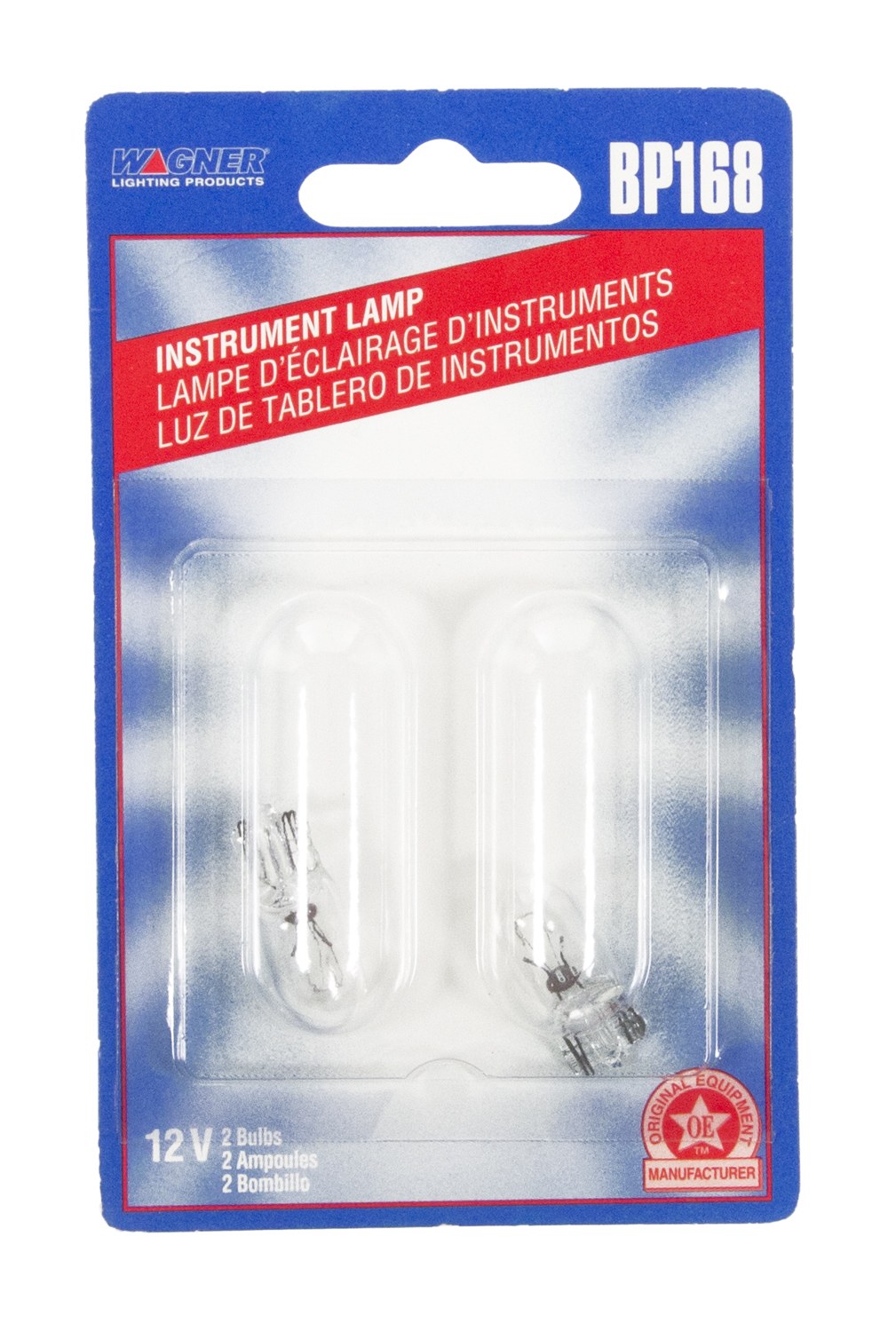 Wagner License Plate Light Bulb, Standard Series, 168, Miniature Lamp, Clear, Set of 2, Blister Pack – BP168