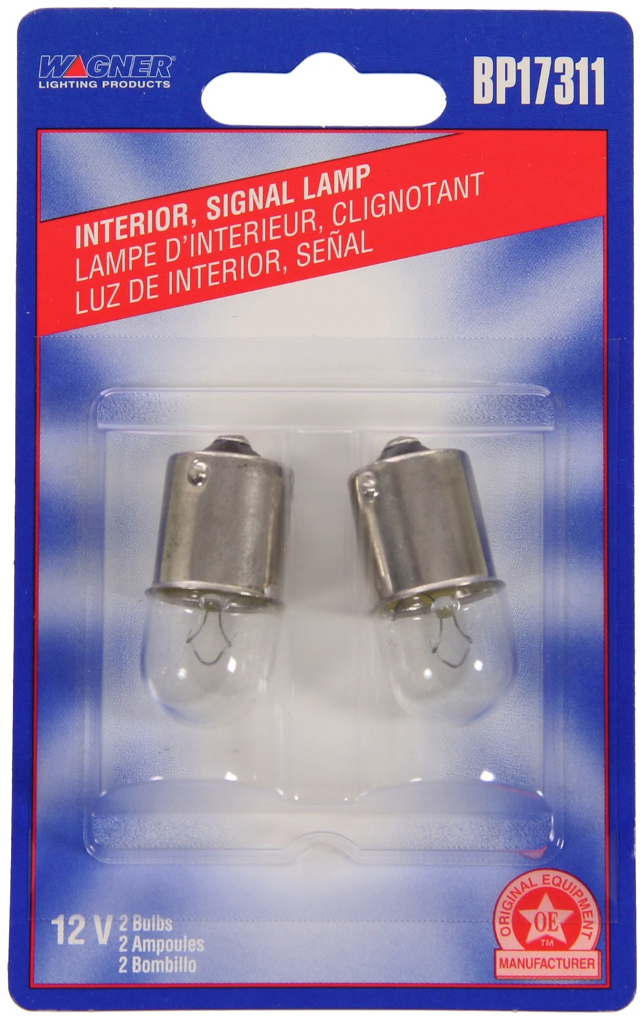 Wagner Turn Signal Light Bulb, Standard Series, B-6, BA15S, Clear, 10 Watt, Set of 2, Blister Pack – BP17311