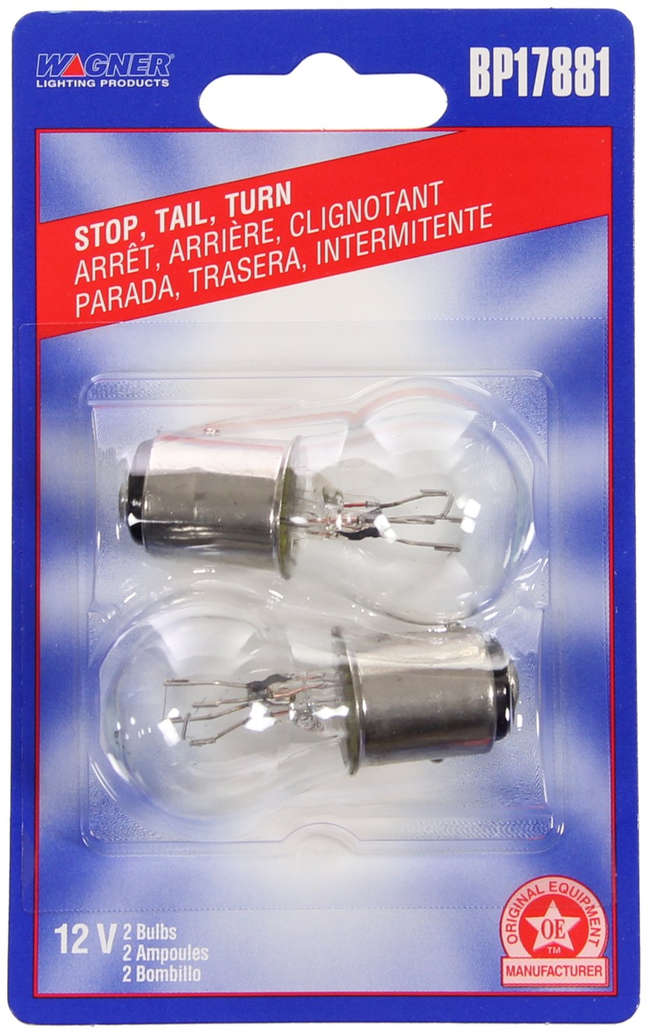 Wagner Tail Light Bulb, Standard Series, BAZ15D, Clear, Set of 2, Blister Pack – BP17881