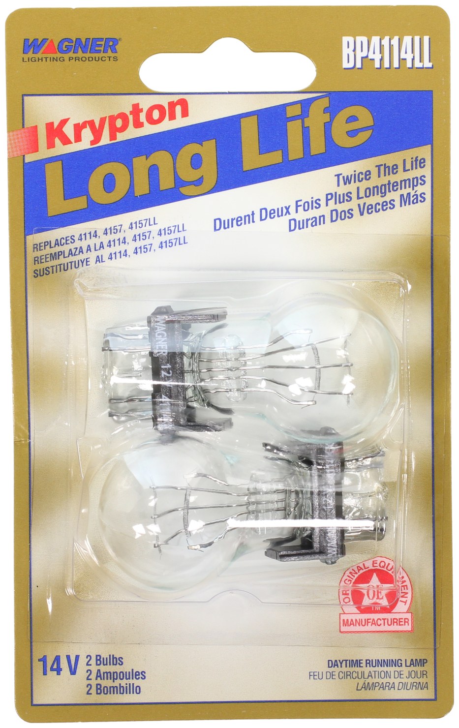 Wagner Daytime Running Light Bulb, Long Life, 4114, Clear, Set of 2, Blister Pack – BP4114LL