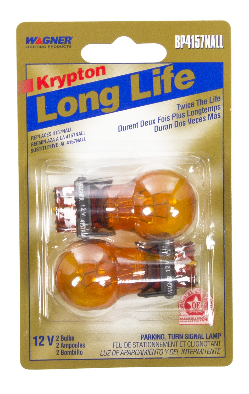 Wagner Turn Signal Light Bulb, Long Life, 4157, Natural Amber, Set of 2, Blister Pack – BP4157NALL