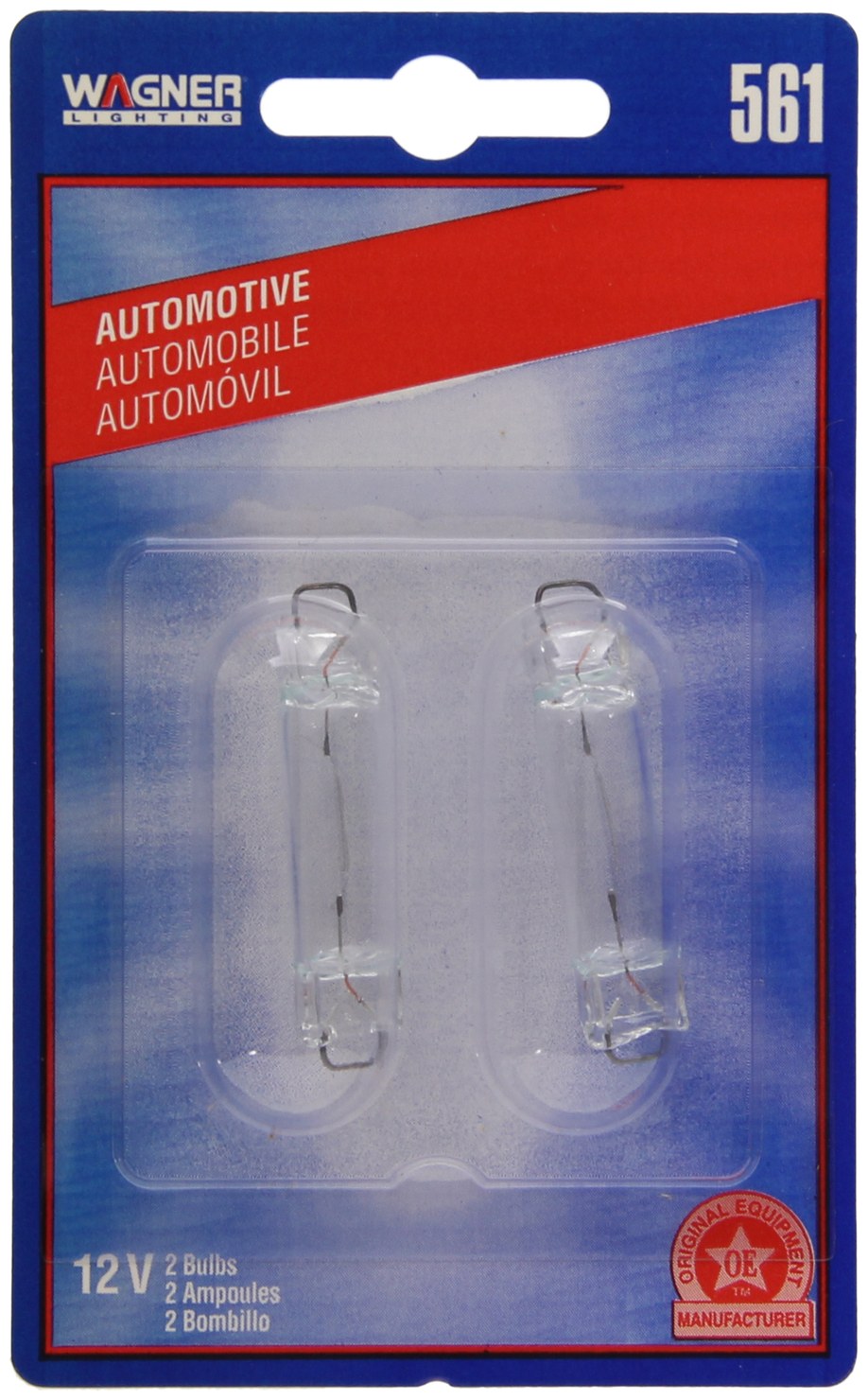 Wagner Dome Light Bulb, Standard Series, 561, Clear, Set of 2, Blister Pack – BP561