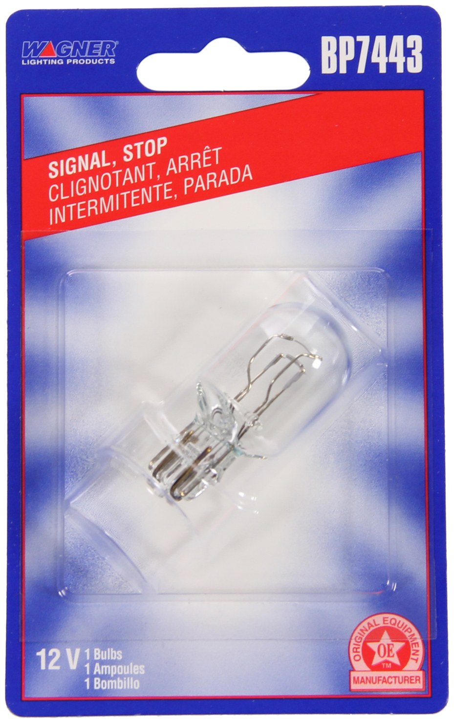Wagner Tail Light Bulb, Standard Series, 7443, Clear, Single, Blister Pack – BP7443