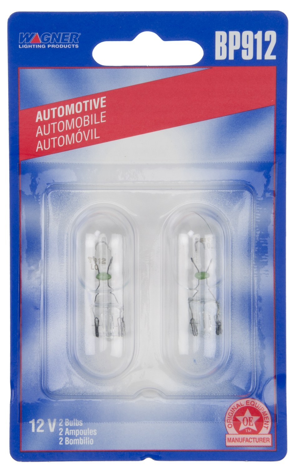 Wagner Center High Mount Stop Light Bulb, Standard Series, 912, Clear, Set of 2, Blister Pack – BP912