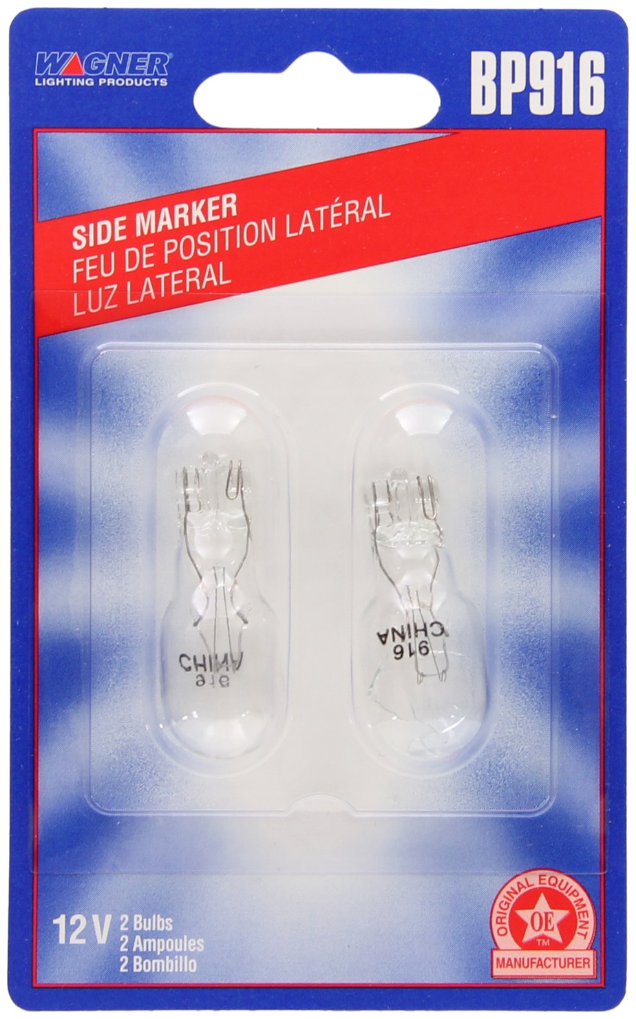 Wagner Side Marker Light Bulb, Standard Series, 916, Clear, Set of 2, Blister Pack – BP916