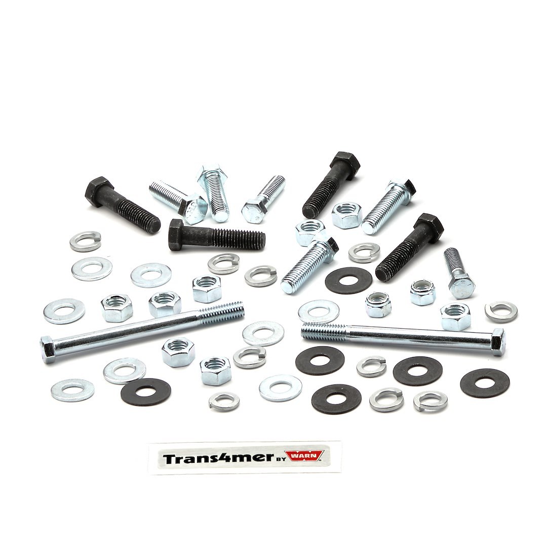 WARN Industries Winch Mount Installation Kit, For Mounting Warn Gen II Trans4mer Mid-Frame Winch Mounts, Includes Nuts/ Bolts/ Bracketry – 100836