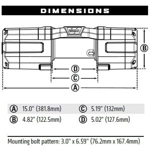 WARN Industries Winch, Axon, Vehicle Mounted, Large Atvs and Side by Sides, Waterproof, 12 Volt, 5500 Pound Line Pull Capacity – 101150