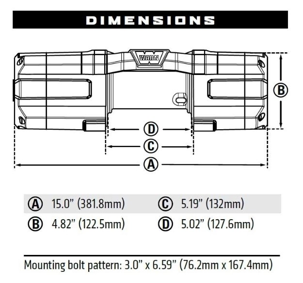 WARN Industries Winch, Axon, Vehicle Mounted, Large Atvs and Side by Sides, Waterproof, 12 Volt, 5500 Pound Line Pull Capacity – 101155
