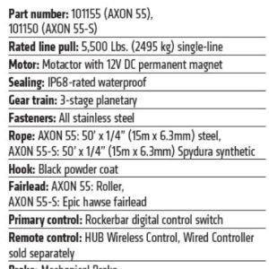 WARN Industries Winch, Axon, Vehicle Mounted, Large Atvs and Side by Sides, Waterproof, 12 Volt, 5500 Pound Line Pull Capacity – 101155