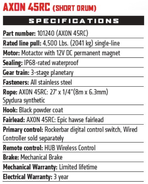 WARN Industries Winch, Axon, Vehicle Mounted, Large Atvs and Side by Sides, Waterproof, 12 Volt, 4500 Pound Line Pull Capacity – 101240