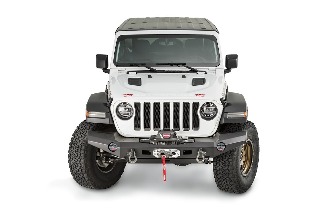 WARN Industries Bumper, Elite Series, Full Width Version, One Piece Design, Direct-Fit, Mounting Hardware Included, Without Grille Guard – 101335