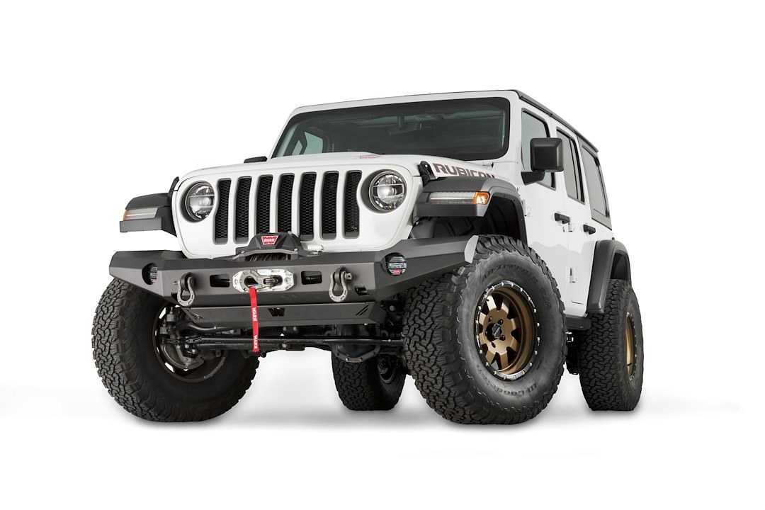 WARN Industries Bumper, Elite Series, Full Width Version, One Piece Design, Direct-Fit, Mounting Hardware Included, Without Grille Guard – 101335