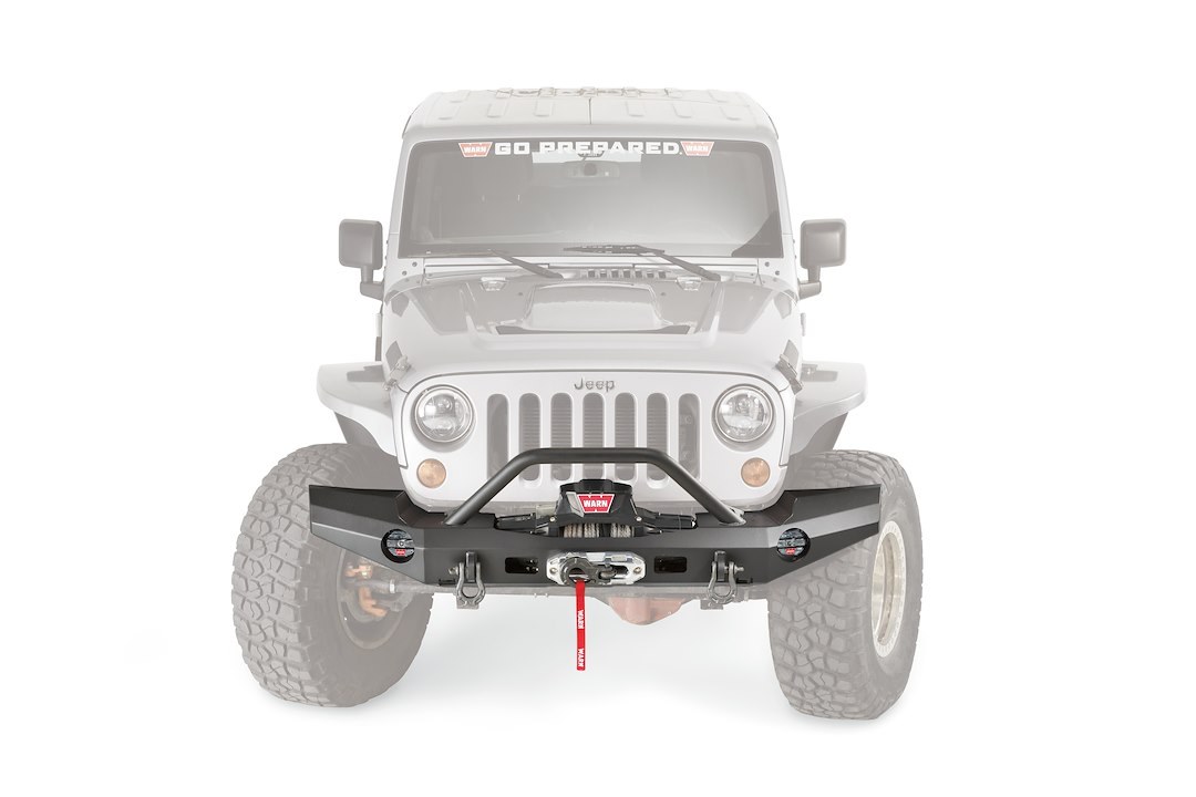 WARN Industries Bumper, Elite Series, Full Width Version, One Piece Design, Direct-Fit, Mounting Hardware Included, With Grille Guard – 101465
