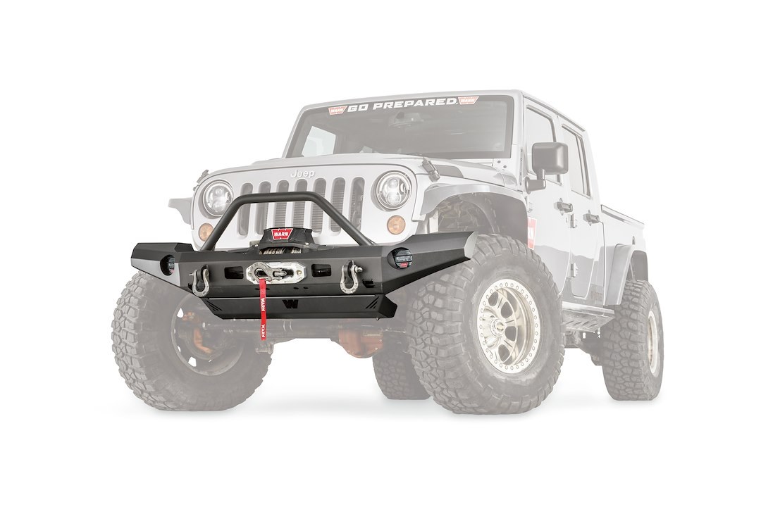 WARN Industries Bumper, Elite Series, Full Width Version, One Piece Design, Direct-Fit, Mounting Hardware Included, With Grille Guard – 101465
