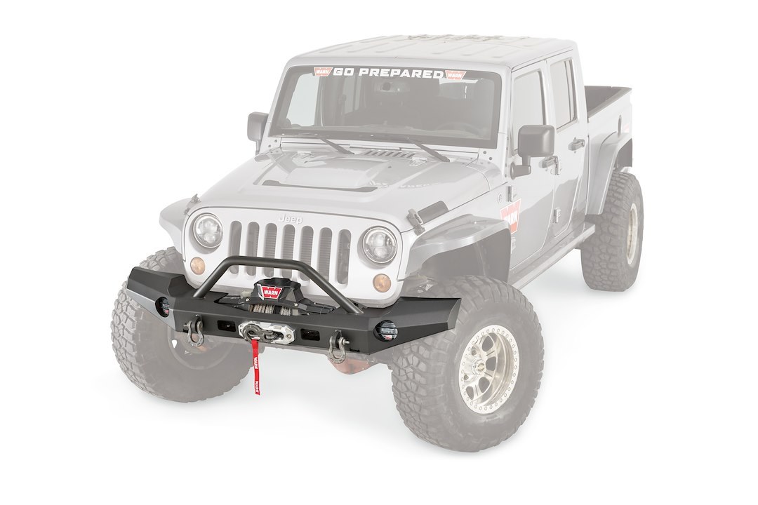 WARN Industries Bumper, Elite Series, Full Width Version, One Piece Design, Direct-Fit, Mounting Hardware Included, With Grille Guard – 101465