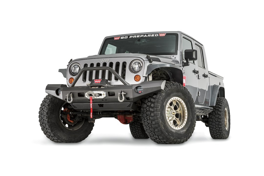 WARN Industries Bumper, Elite Series, Full Width Version, One Piece Design, Direct-Fit, Mounting Hardware Included, With Grille Guard – 101465