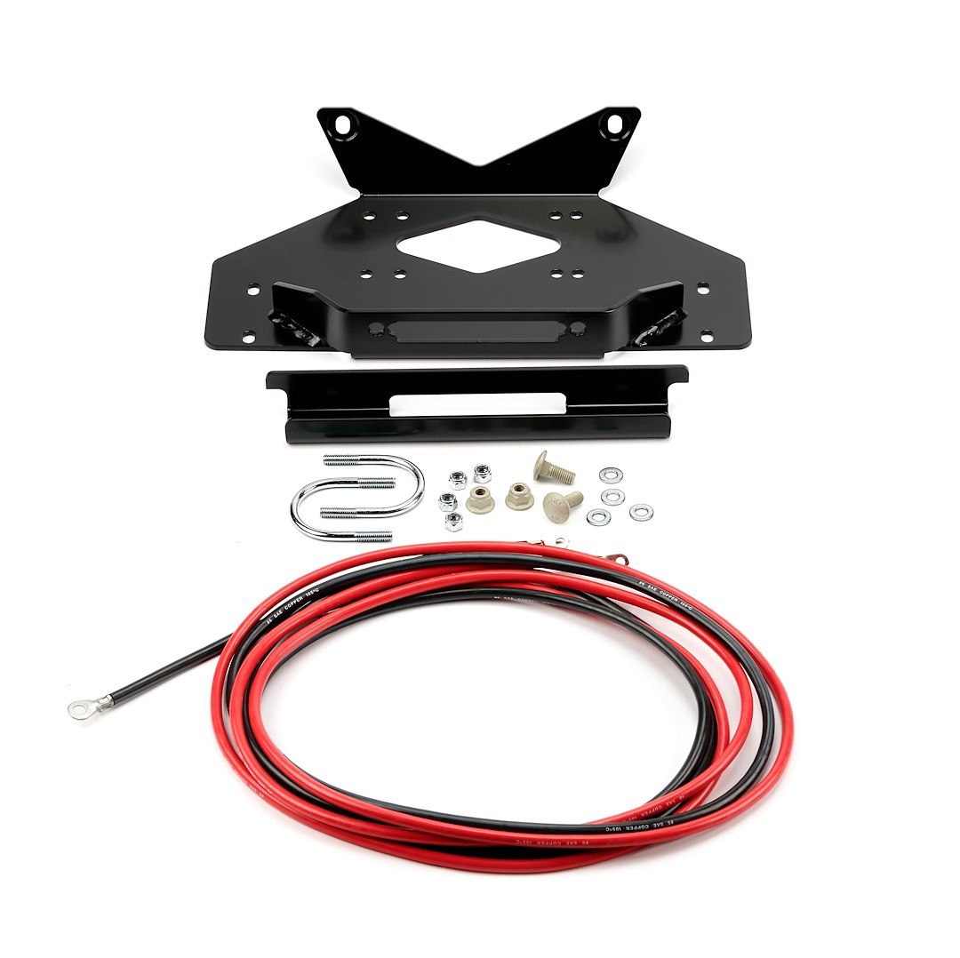 WARN Industries Winch Mount, For 4000 to 4500 Pound Winches, Fixed Mount, Powder Coated, Black – 101676