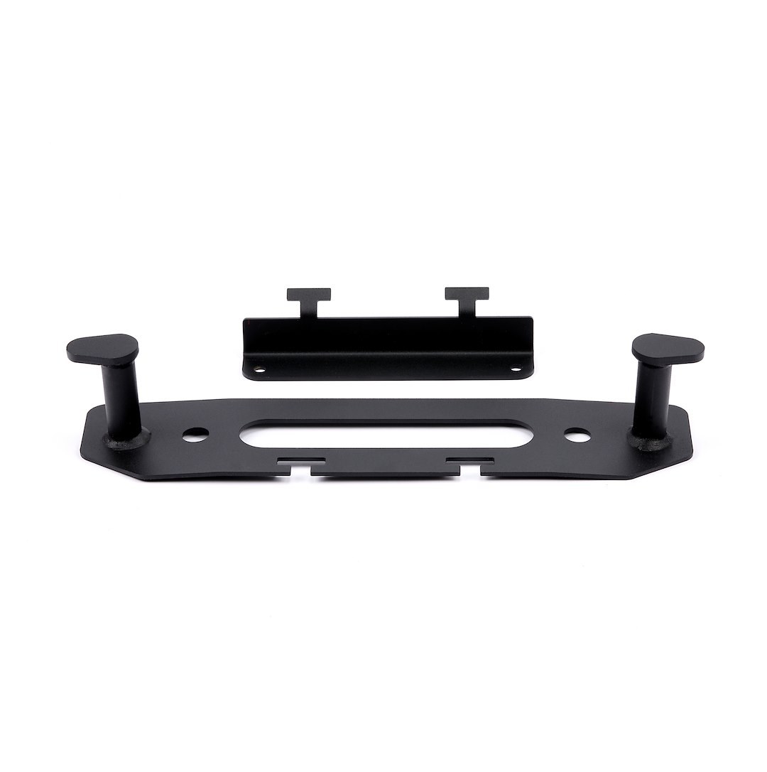 WARN Industries Winch Fairlead Backing Plate, Hook Stay, Mounts Behind Fairlead to Fill Gap IN Factory Bumper, Powder Coated, Black – 102222