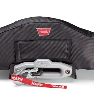 WARN Industries Winch Cover, Stealth, Fits Zeon and Zeon Platinum Winches, Vinyl with Mesh Backing, Front Flap Allows Access to Winch Drum – 102639